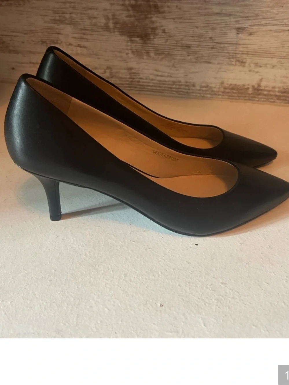 Cole Haan Black Pointed-Toe Kitten Heel Pumps
